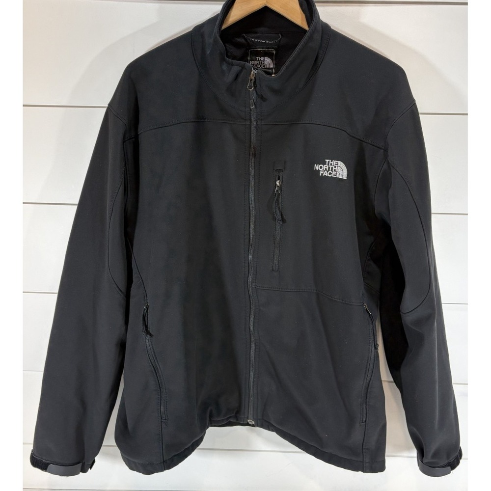 The North Face Men's Jacket Soft Shell Black Full Zip Size XL Fleece Lined Zip